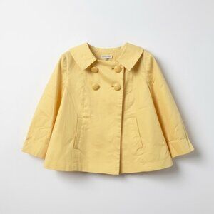 Sandro Yellow Double Breasted Cropped Swing Jacket 1960s Mod 3/4 Sleeve L EUC